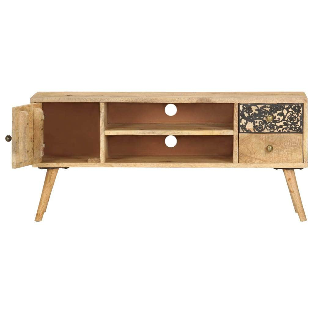 TV Cabinet 2 Drawers 1 Door Solid Mango Wood