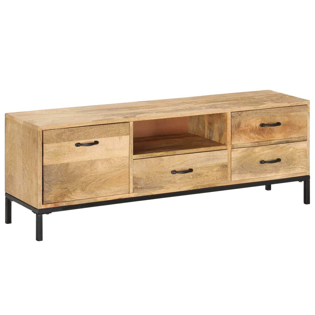 TV Cabinet 3 Drawers Storage Solid Mango Wood