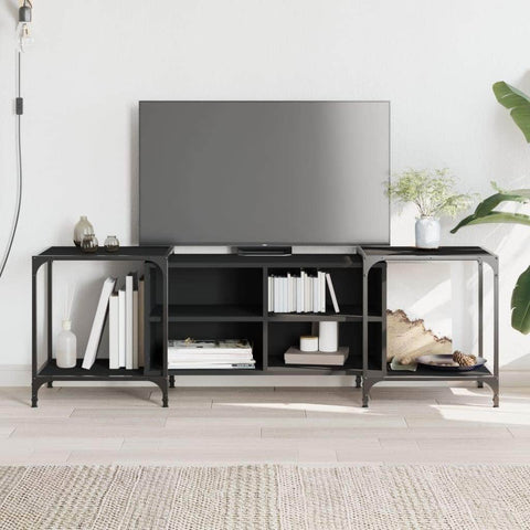 TV Cabinet Black Engineered Wood