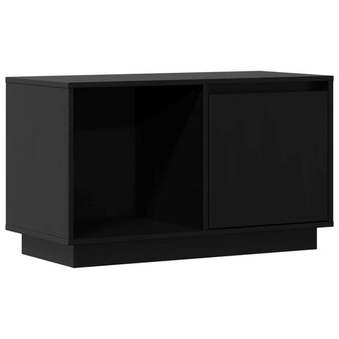 TV Cabinet Black Solid Wood Pine