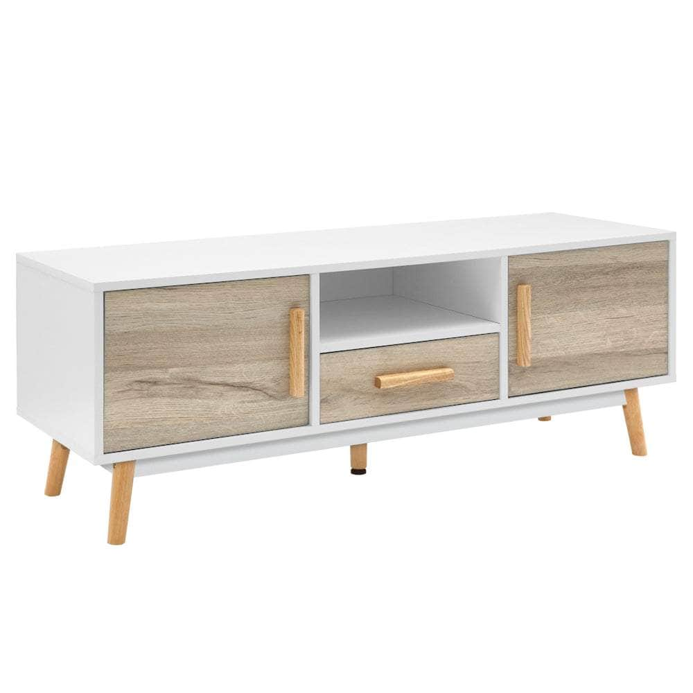 Tv Cabinet Entertainment Unit 120Cm Wood White Gino