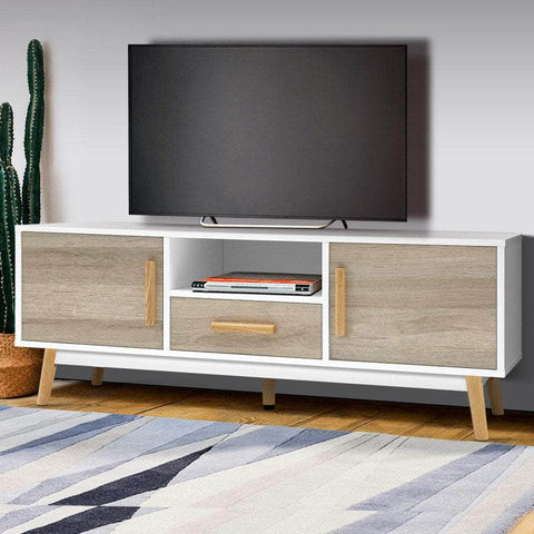 Tv Cabinet Entertainment Unit 120Cm Wood White Gino