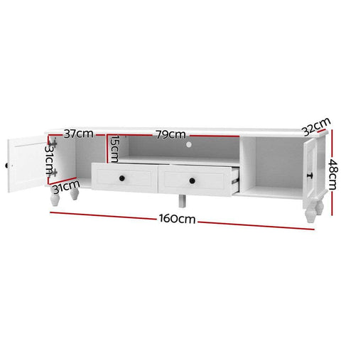 TV Cabinet Entertainment Unit 160cm White Kubi