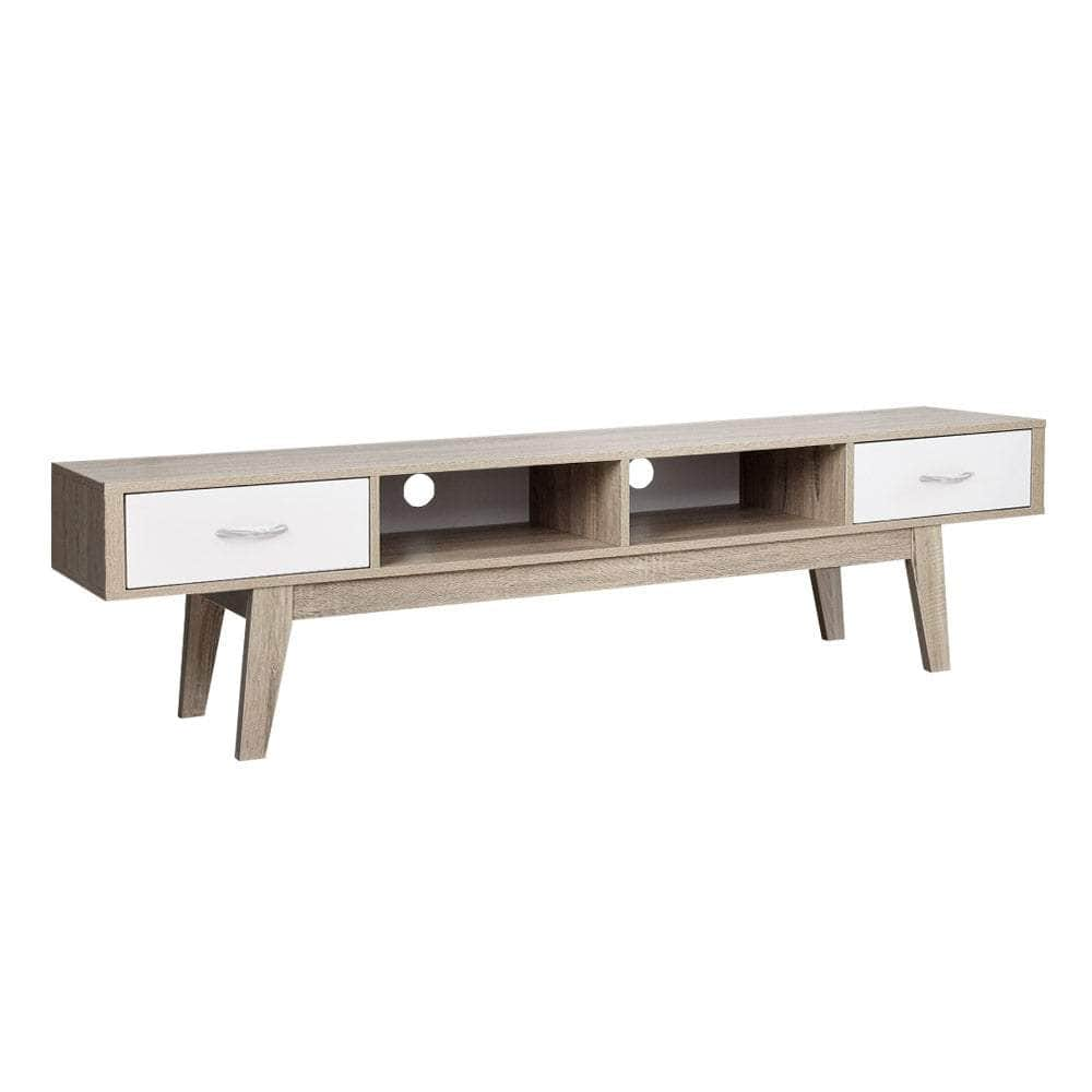 Tv Cabinet Entertainment Unit 180Cm Oak White Gary