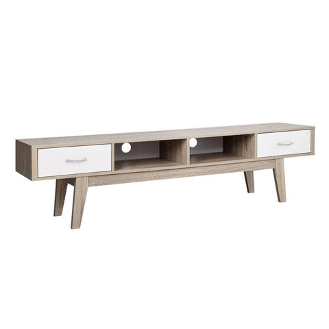 Tv Cabinet Entertainment Unit 180Cm Oak White Gary