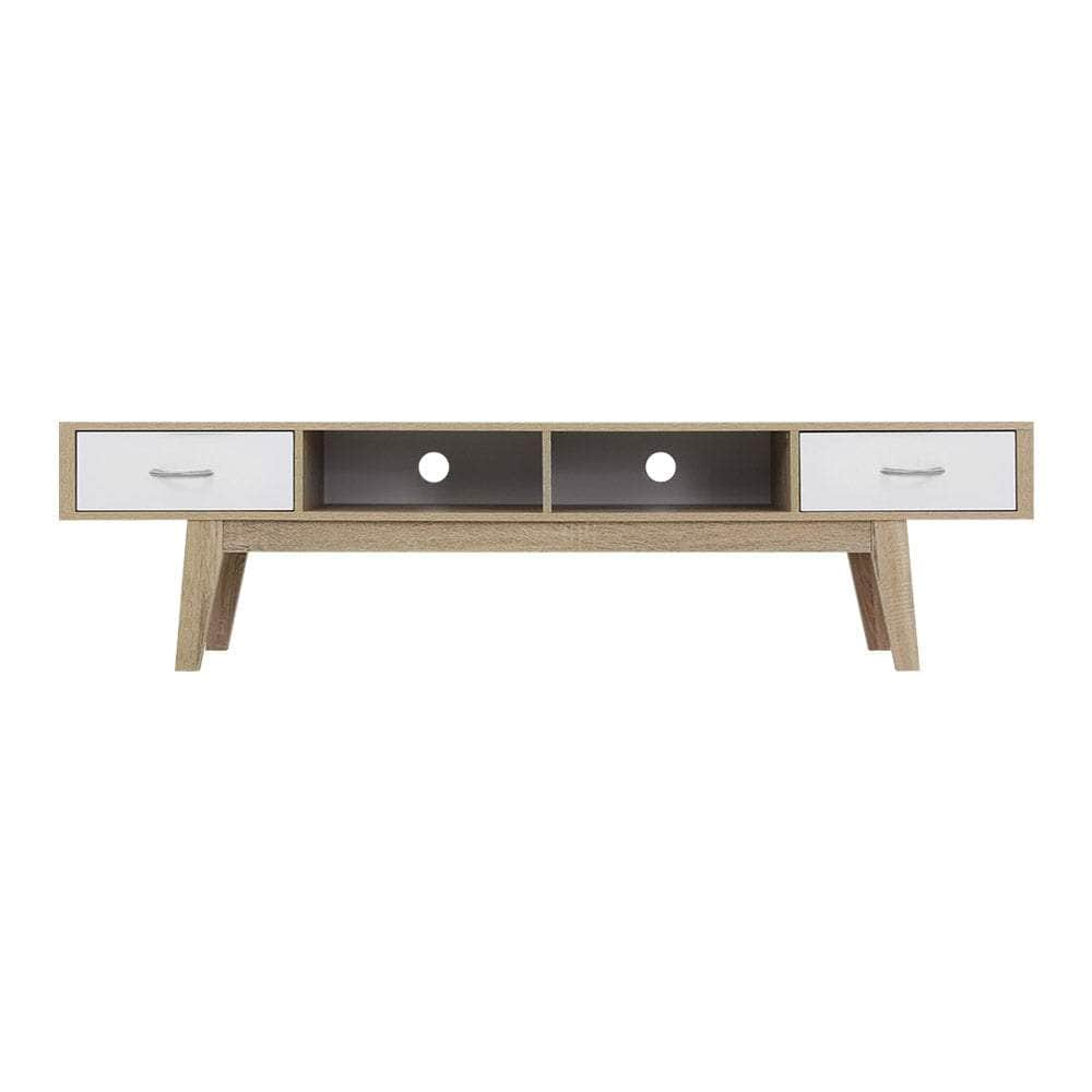 Tv Cabinet Entertainment Unit 180Cm Oak White Gary