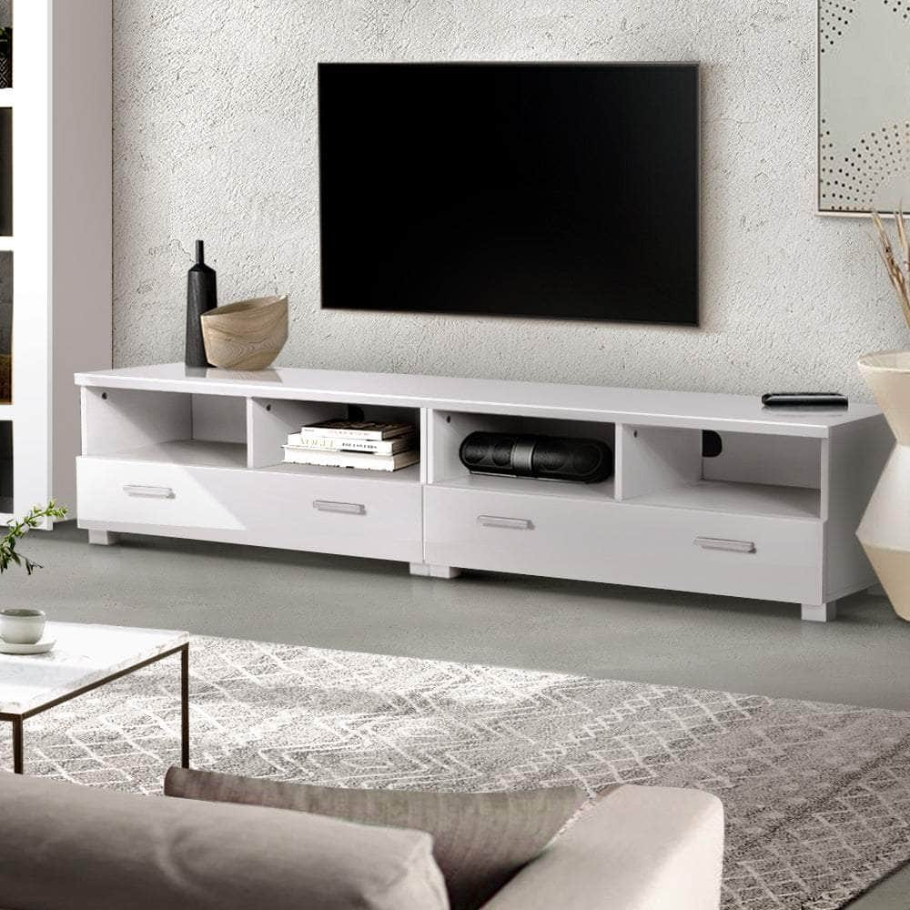 Tv Cabinet Entertainment Unit 180Cm White Eddie