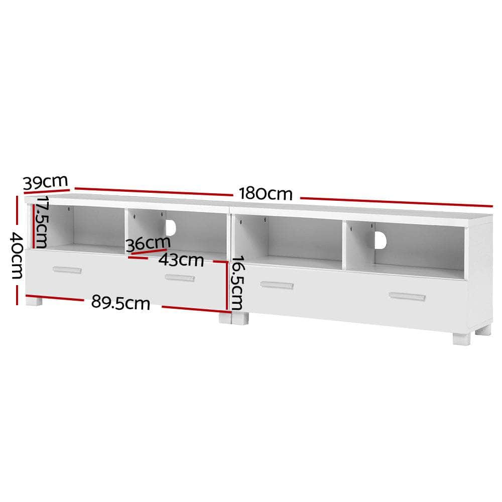 Tv Cabinet Entertainment Unit 180Cm White Eddie