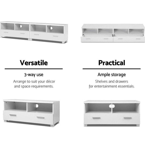 Tv Cabinet Entertainment Unit 180Cm White Eddie