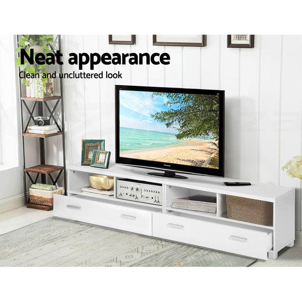 Tv Cabinet Entertainment Unit 180Cm White Eddie