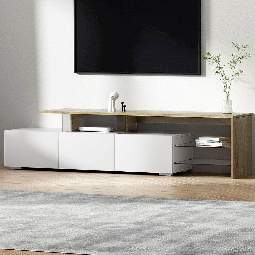 TV Cabinet Entertainment Unit 180cm Wood White James