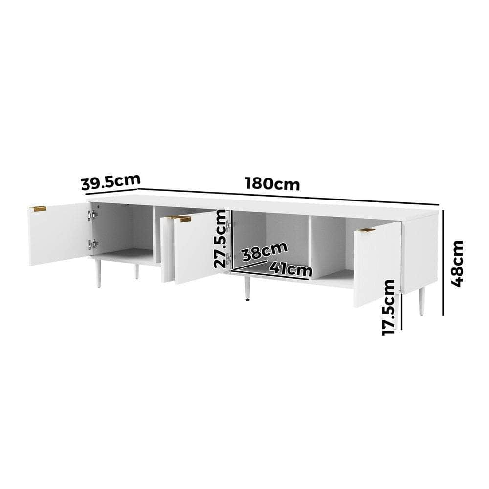 TV Cabinet Entertainment Unit Four Door 180cm White