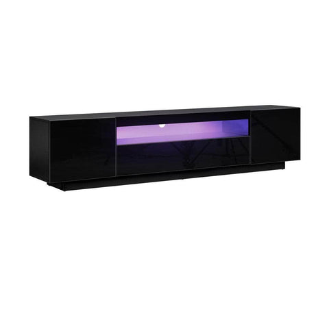 TV Cabinet Entertainment Unit Stand Gloss RGB LED Furniture Black/White 180CM