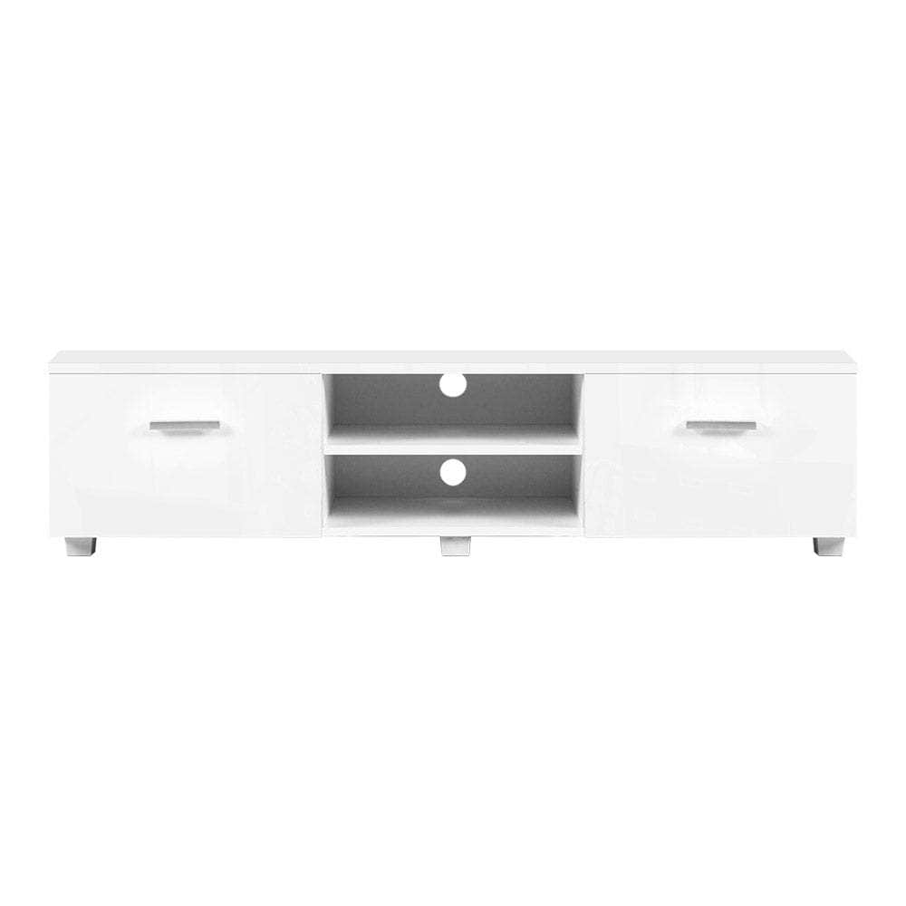 TV Cabinet Entertainment Unit Stand High Gloss Furniture Storage Drawers 140cm White