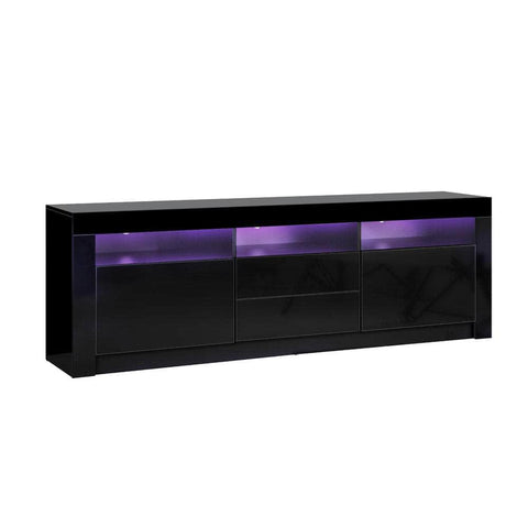 TV Cabinet Entertainment Unit Stand LED RGB Gloss Furniture White/Black