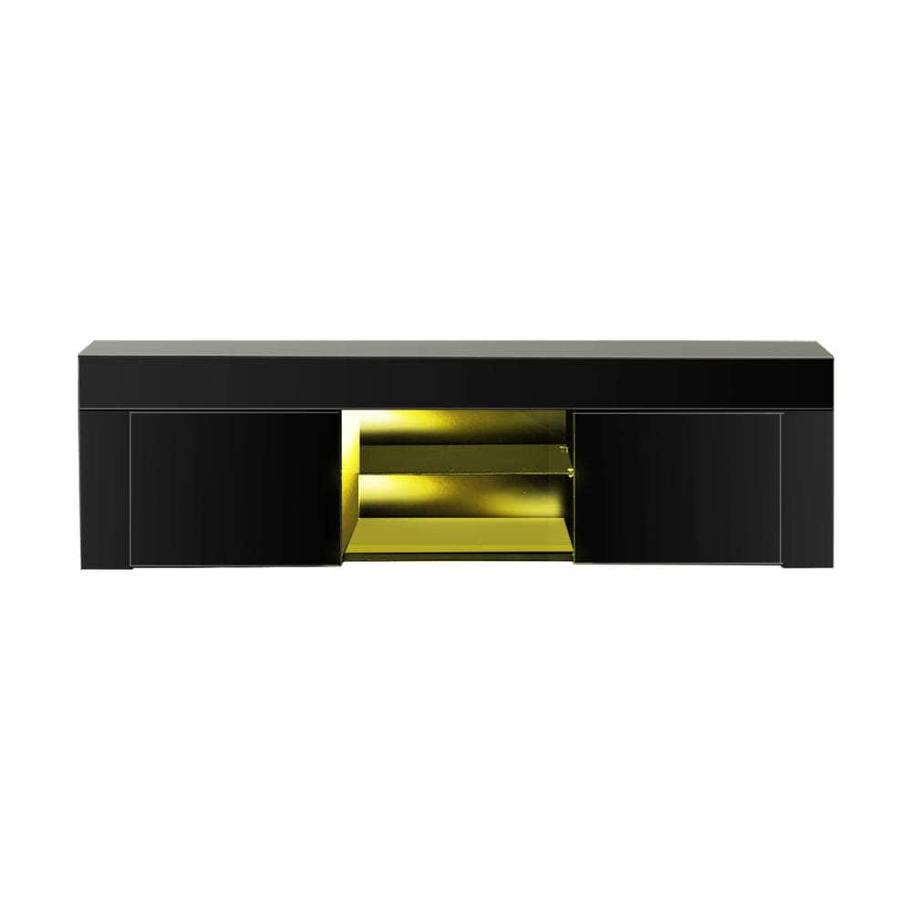 TV Cabinet Entertainment Unit Stand RGB LED Gloss Furniture 130cm Black/White