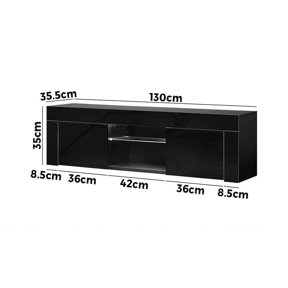 TV Cabinet Entertainment Unit Stand RGB LED Gloss Furniture 130cm Black/White