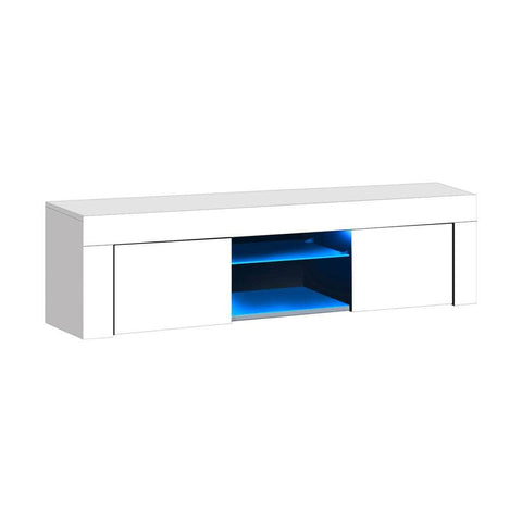 TV Cabinet Entertainment Unit Stand RGB LED Gloss Furniture 130cm Black/White