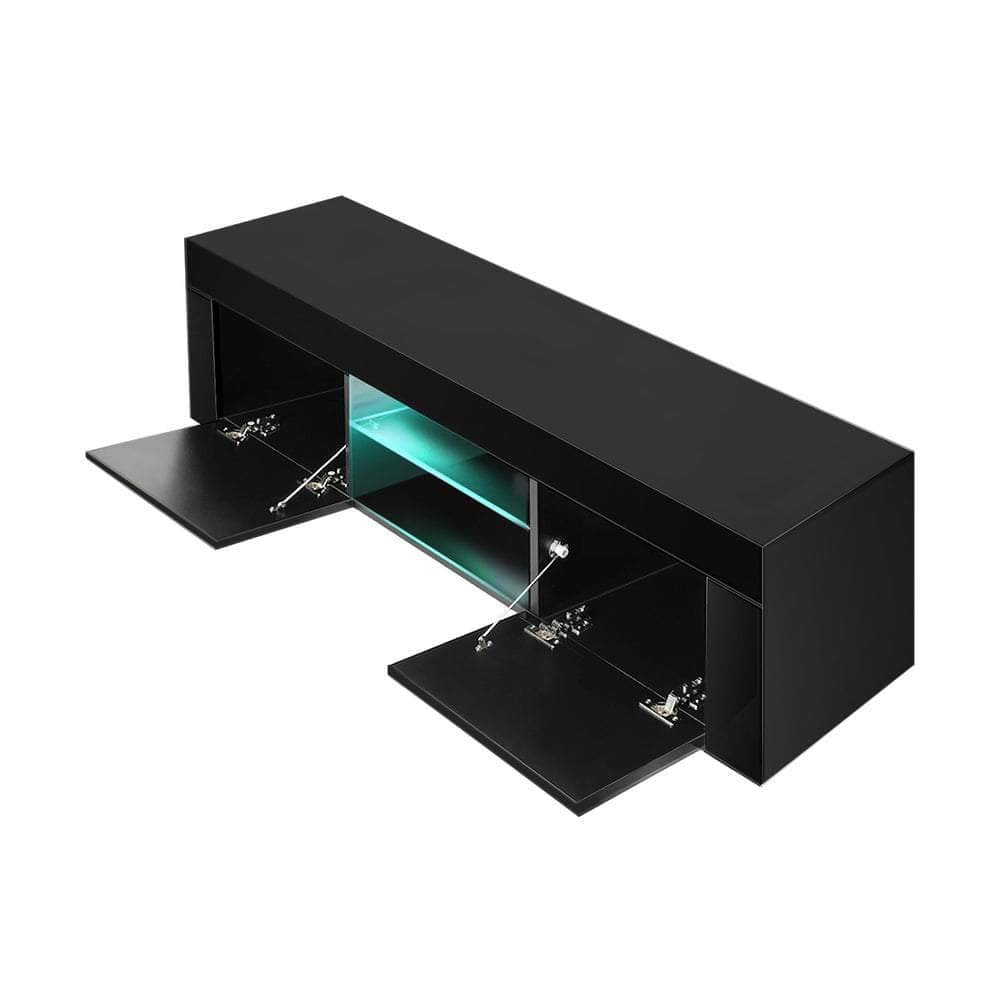 TV Cabinet Entertainment Unit Stand RGB LED Gloss Furniture 130cm Black/White