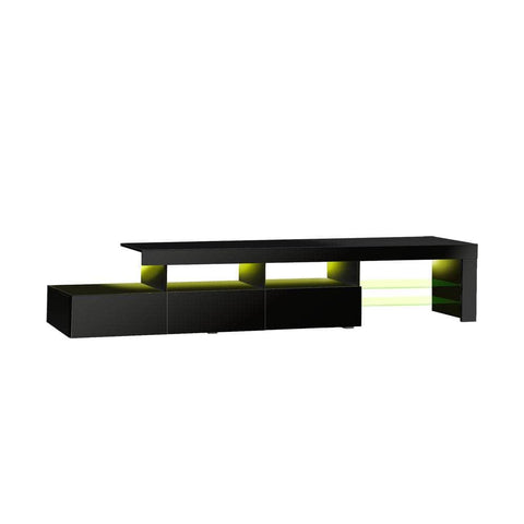 TV Cabinet Entertainment Unit Stand RGB LED Gloss Furniture 130cm White/Black