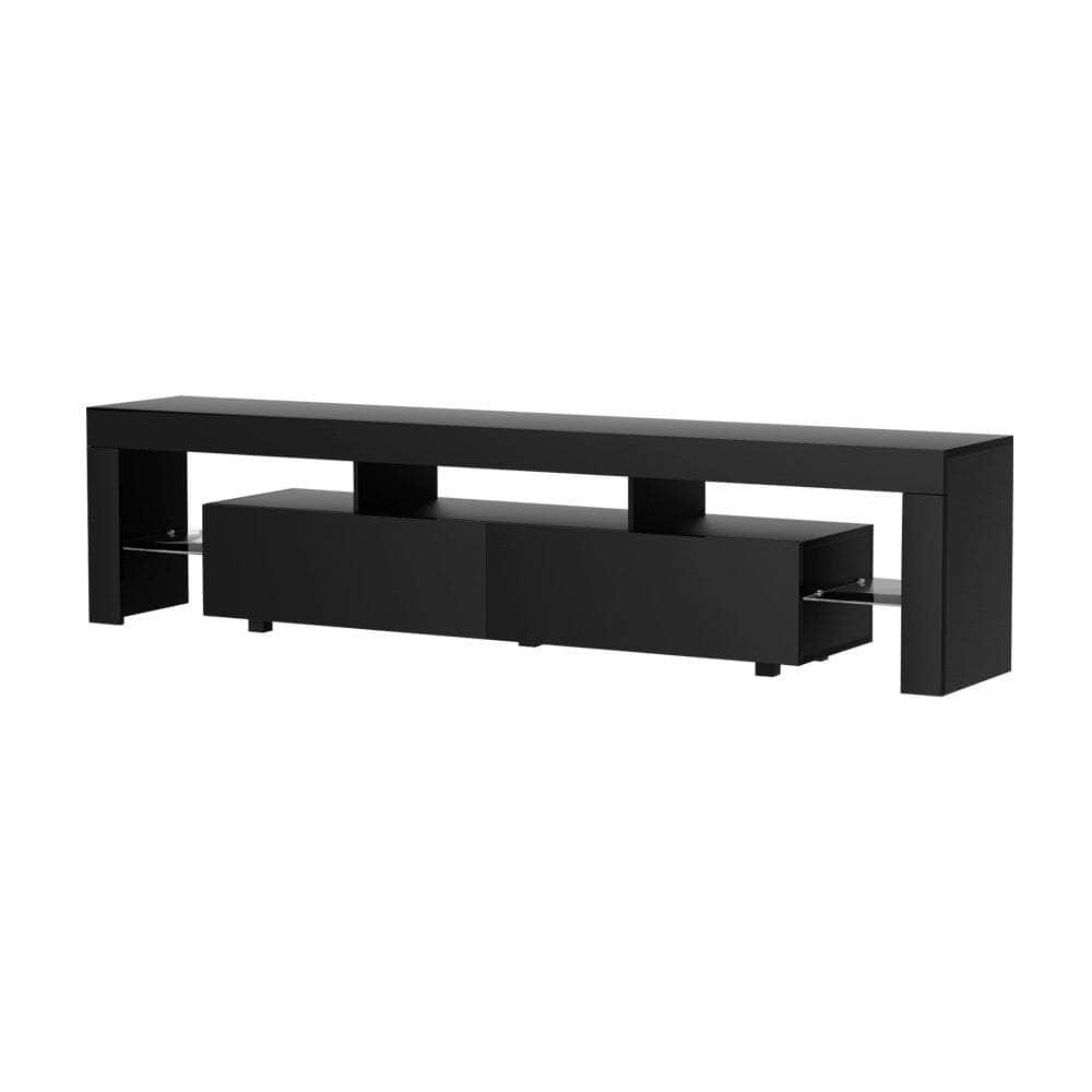 Tv Cabinet Entertainment Unit Stand Rgb Led Gloss Furniture Black