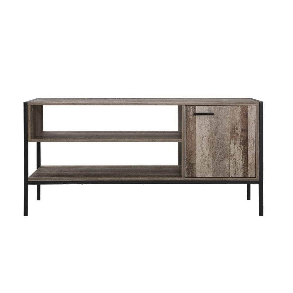 Tv Cabinet Entertainment Unit Stand Storage Wood Industrial Rustic 124Cm