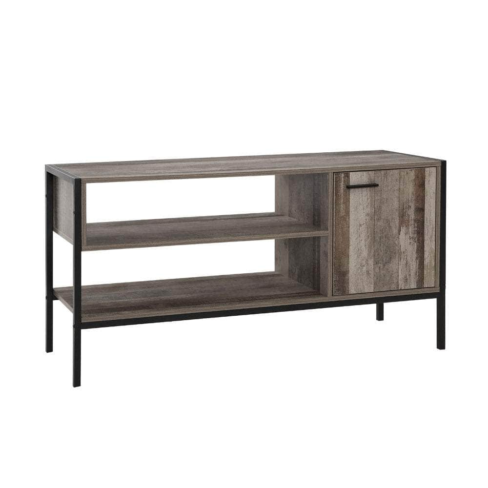 Tv Cabinet Entertainment Unit Stand Storage Wood Industrial Rustic 124Cm