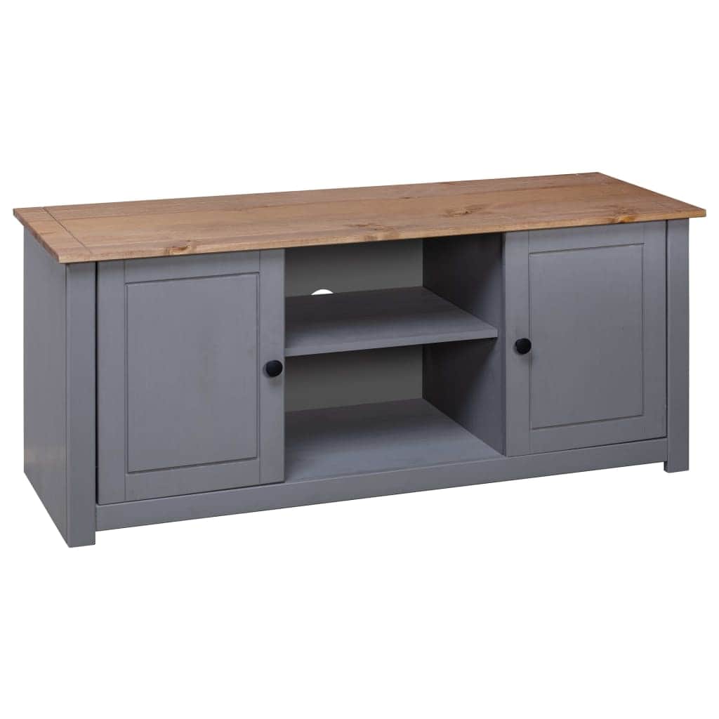 Tv Cabinet Grey Solid Pine Wood Panama Range