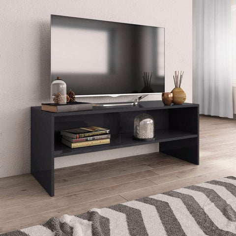 TV Cabinet  High Gloss Grey Chipboard