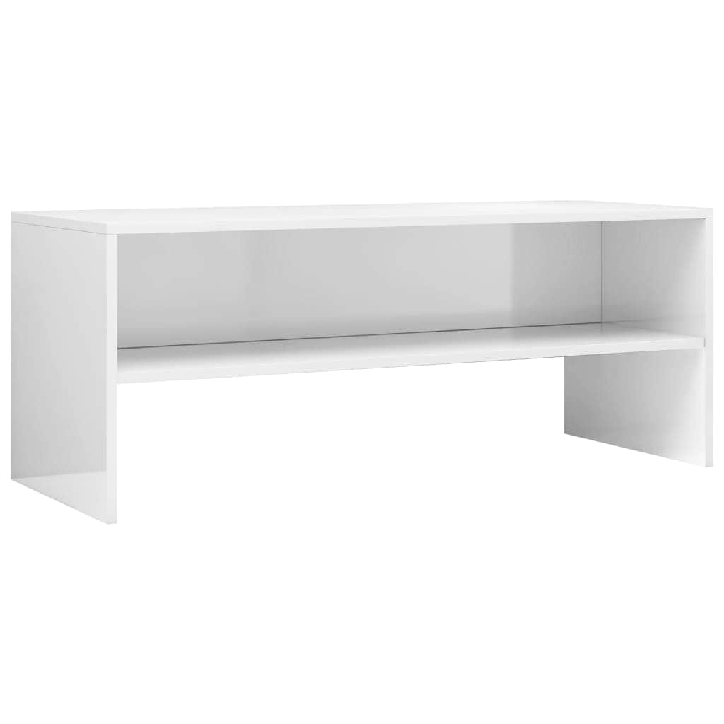 TV Cabinet High Gloss  White Chipboard