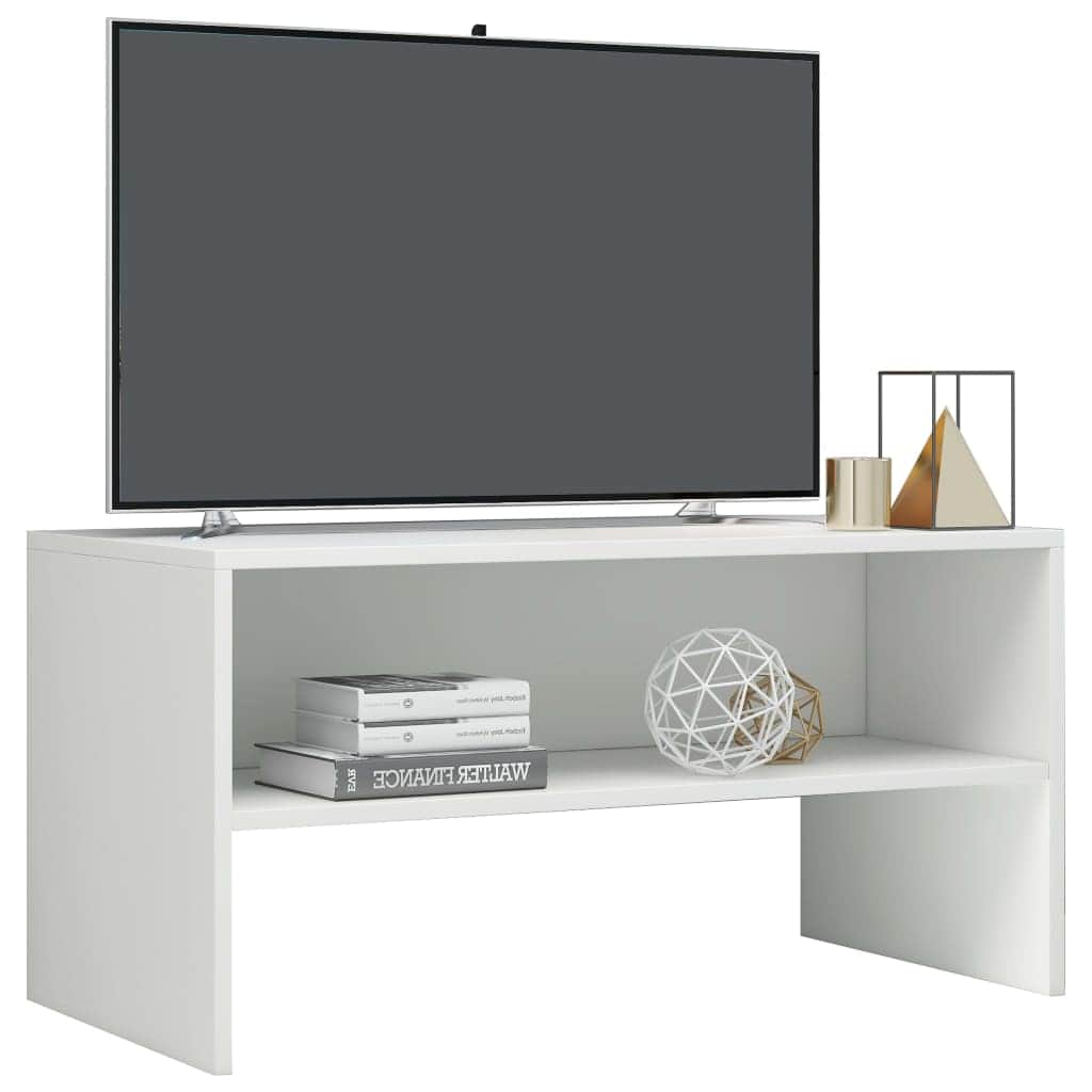 TV Cabinet  High Gloss White Chipboard