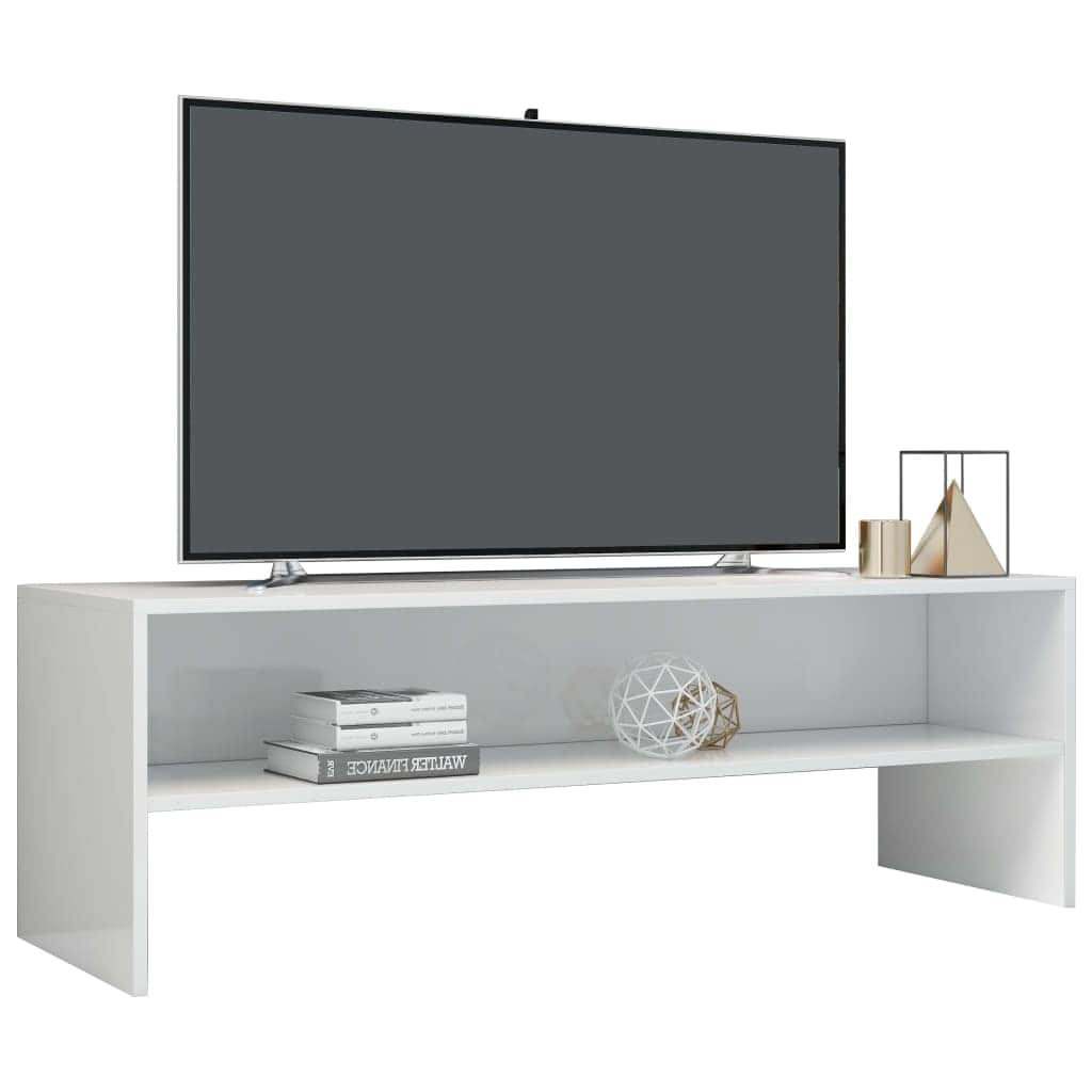 TV Cabinet High Gloss White Chipboard