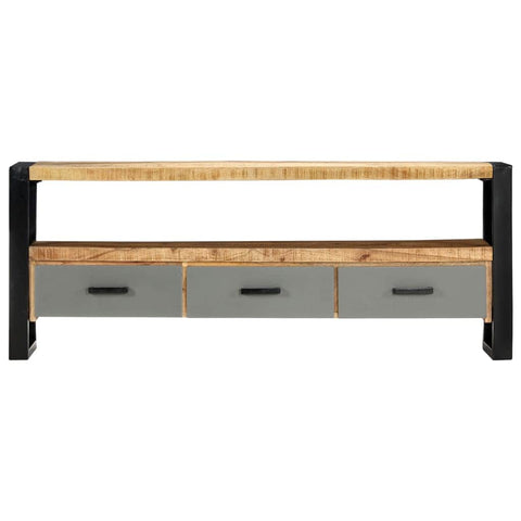 TV Cabinet Iron Legs Solid Mango Wood