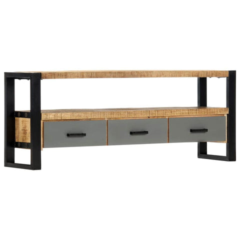 TV Cabinet Iron Legs Solid Mango Wood