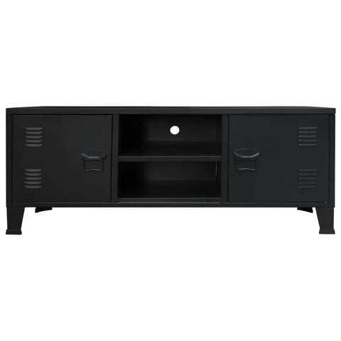 TV Cabinet Metal Industrial Style Black