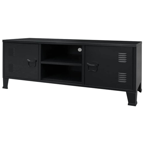 TV Cabinet Metal Industrial Style Black