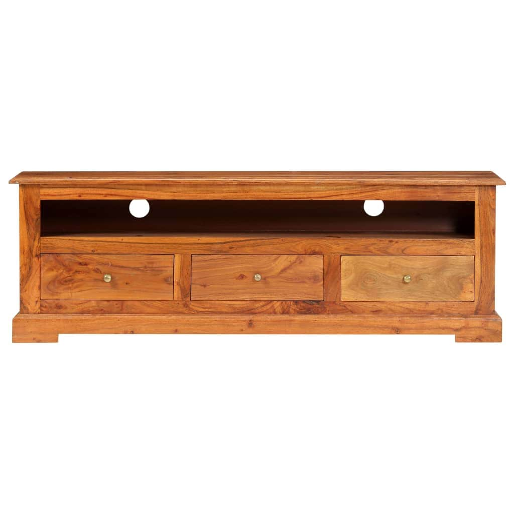 TV Cabinet Solid Acacia Wood With Honey Finish