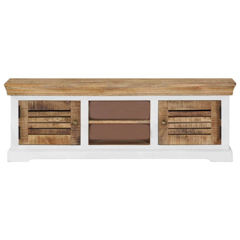 TV Cabinet Solid Mango Wood Brown and white