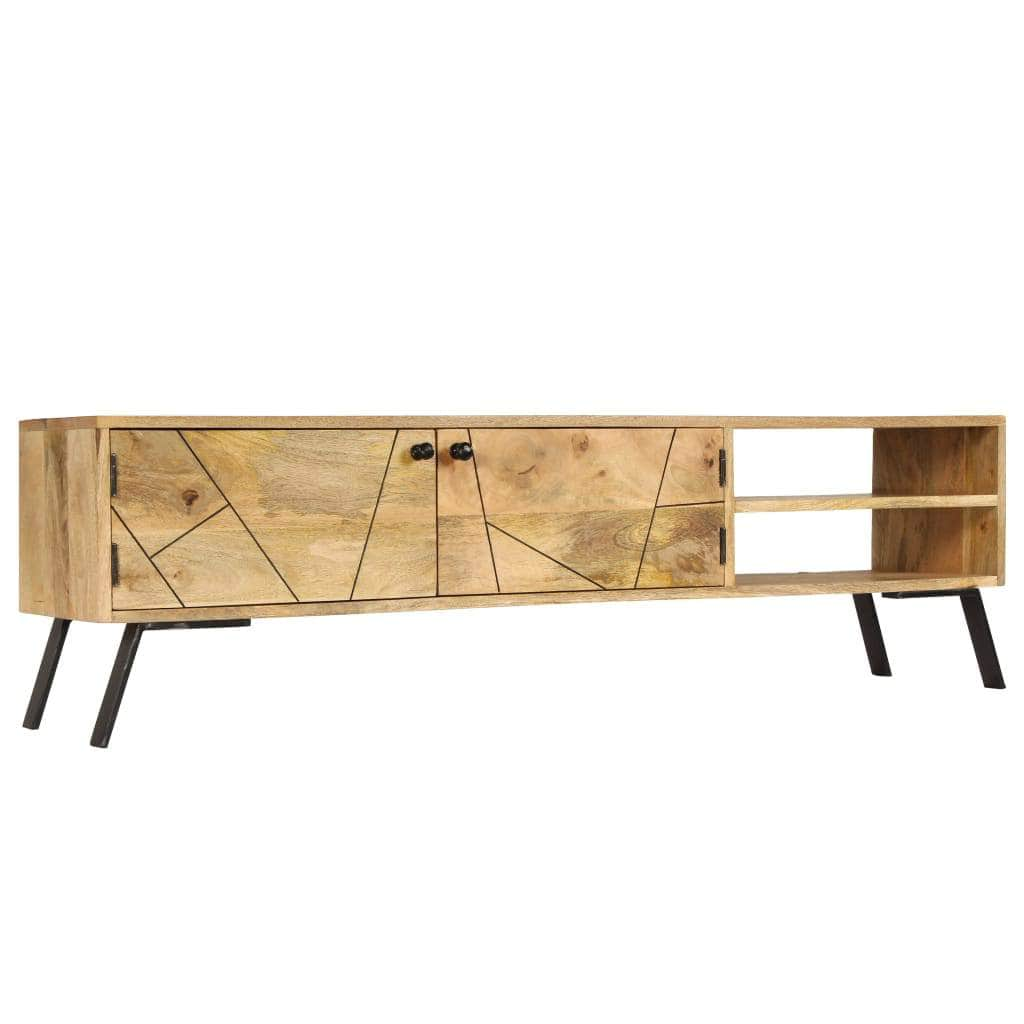 TV Cabinet Solid Mango Wood, Steel