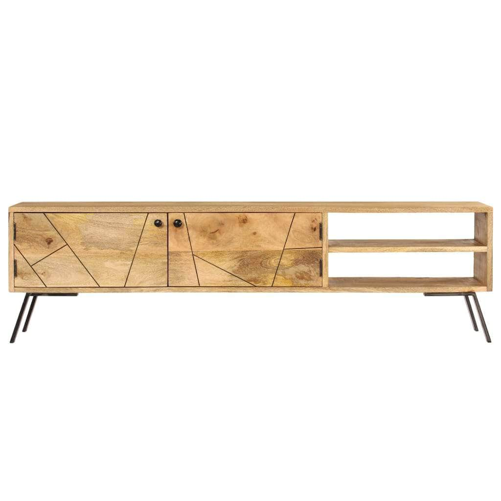 TV Cabinet Solid Mango Wood, Steel