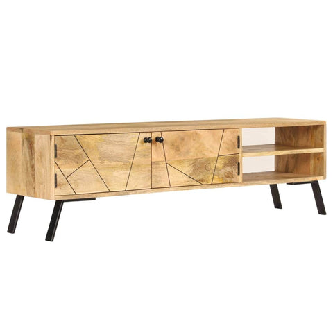 TV Cabinet Solid Mango Wood, Steel