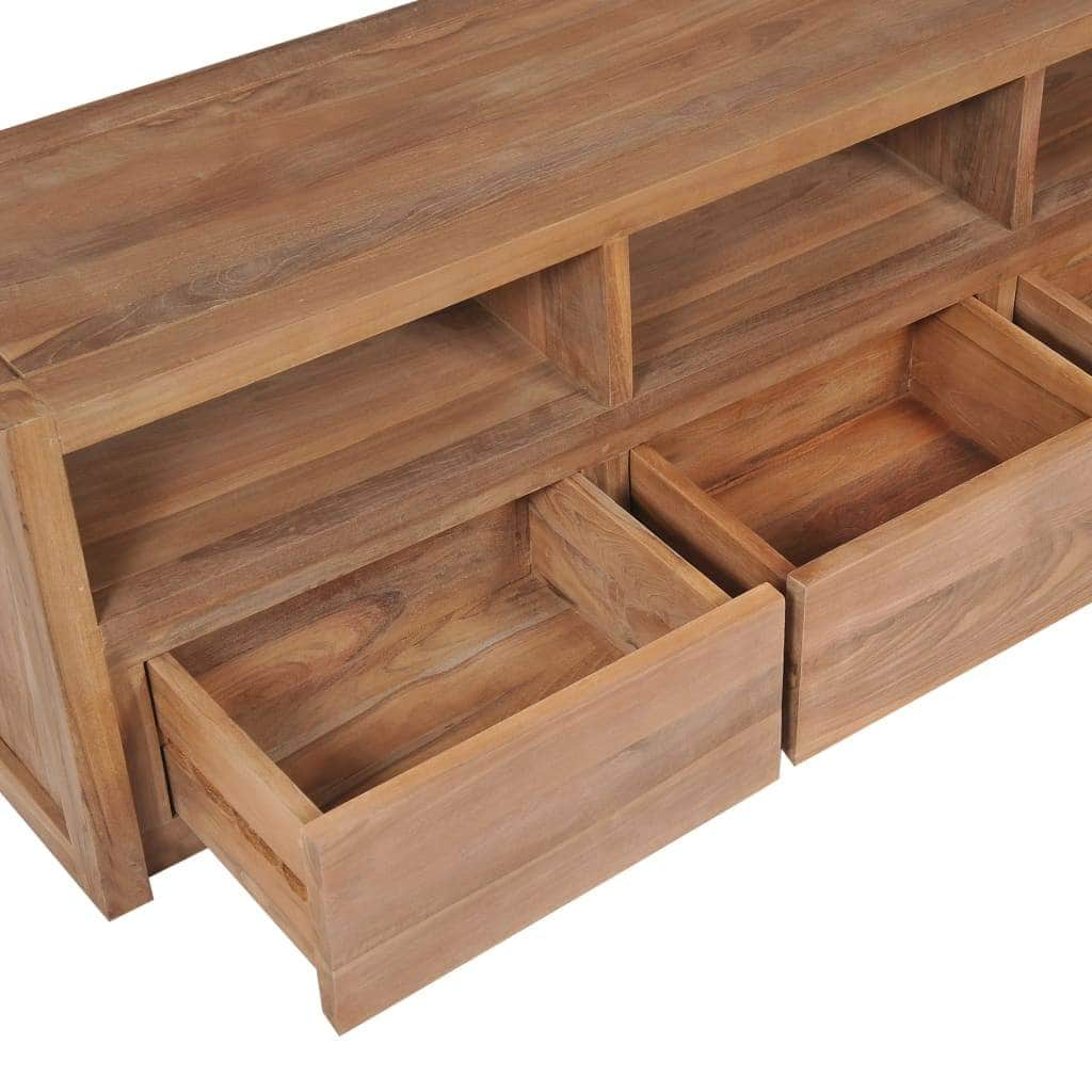 TV Cabinet Solid Teak Wood with Natural Finish