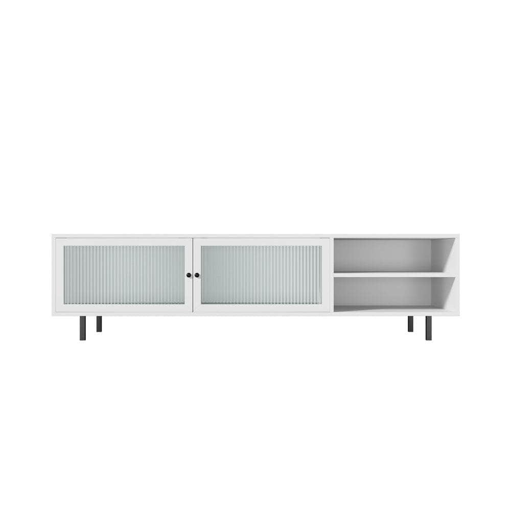 TV Cabinet Tempered-glass Doors Storage Shelf