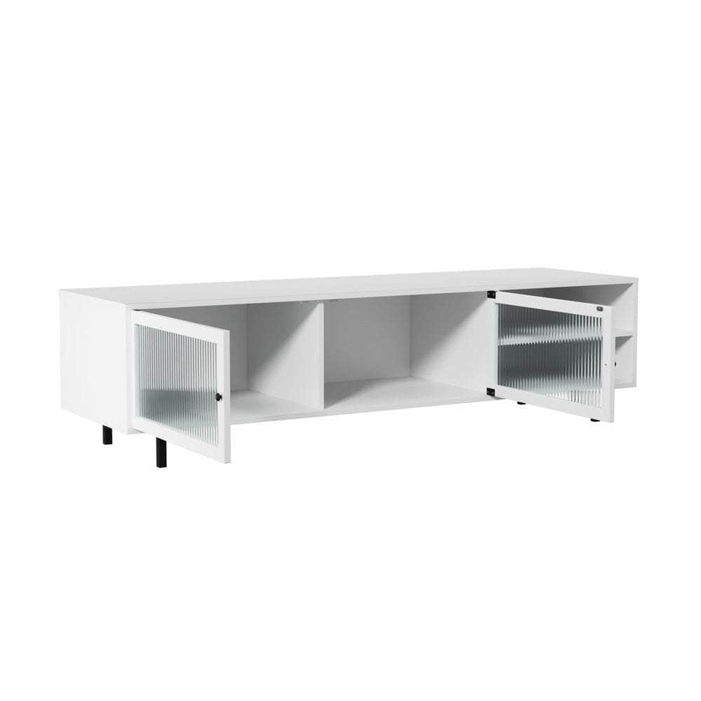 TV Cabinet Tempered-glass Doors Storage Shelf