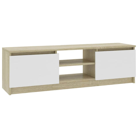 TV Cabinet White and  Oak Chipboard