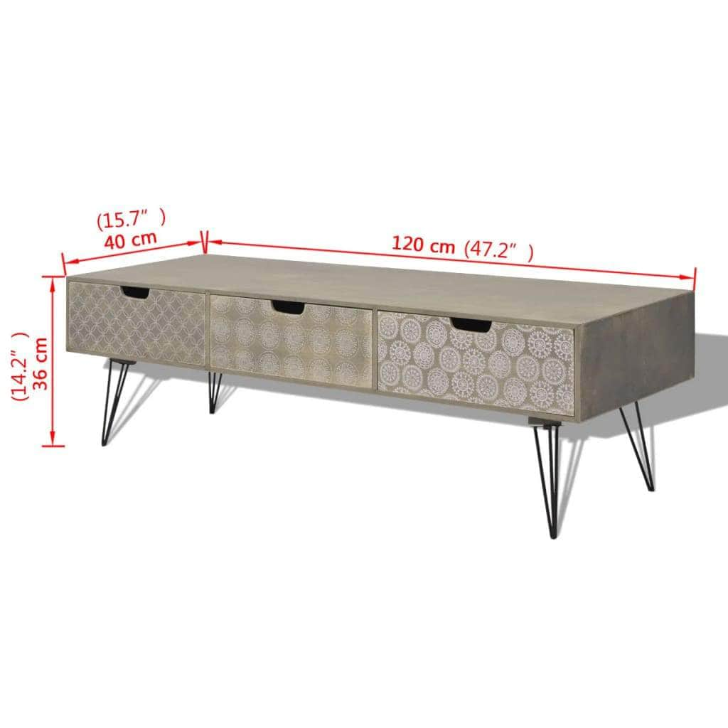 Tv Cabinet With 3 Drawers Grey