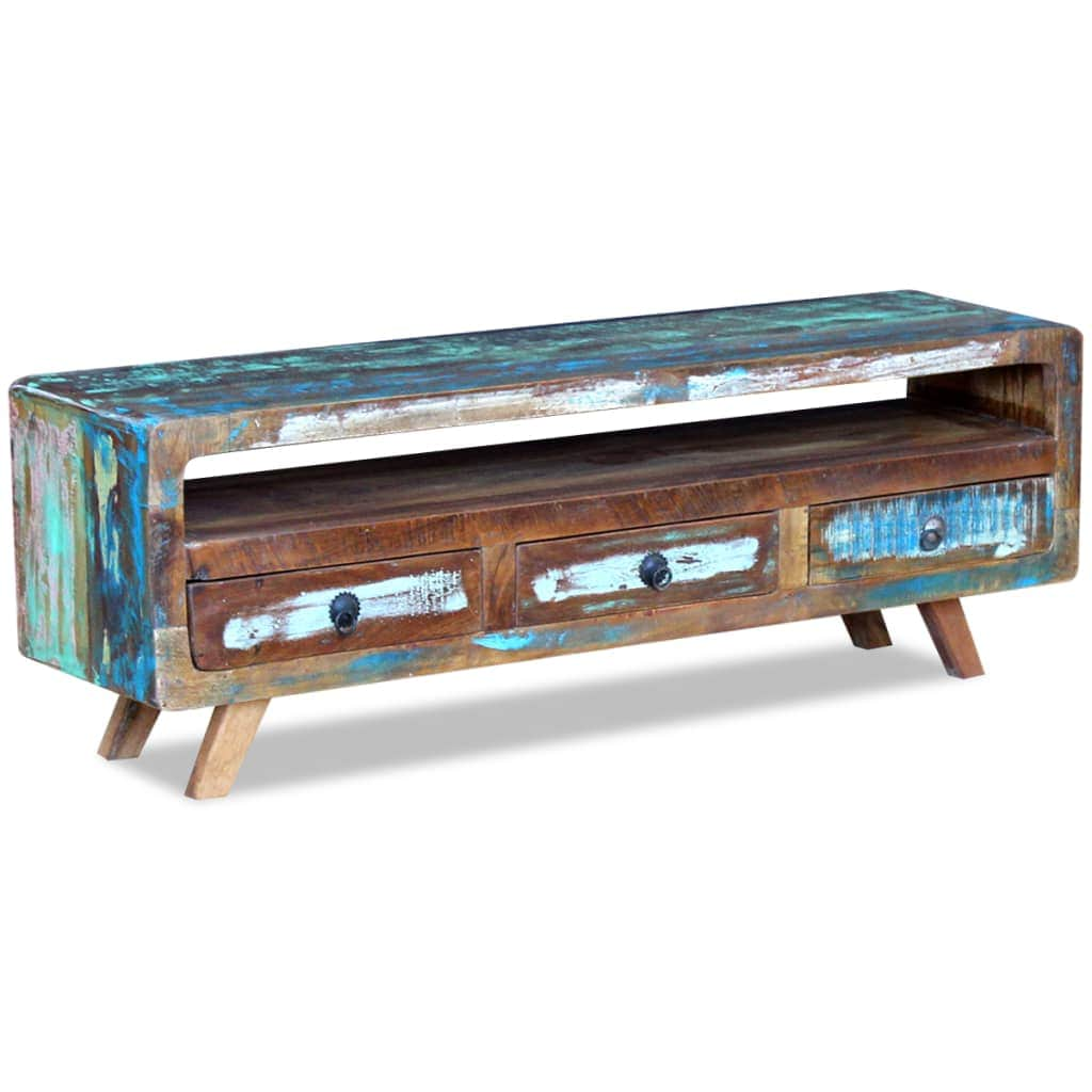 Tv Cabinet With 3 Drawers Solid Reclaimed Wood