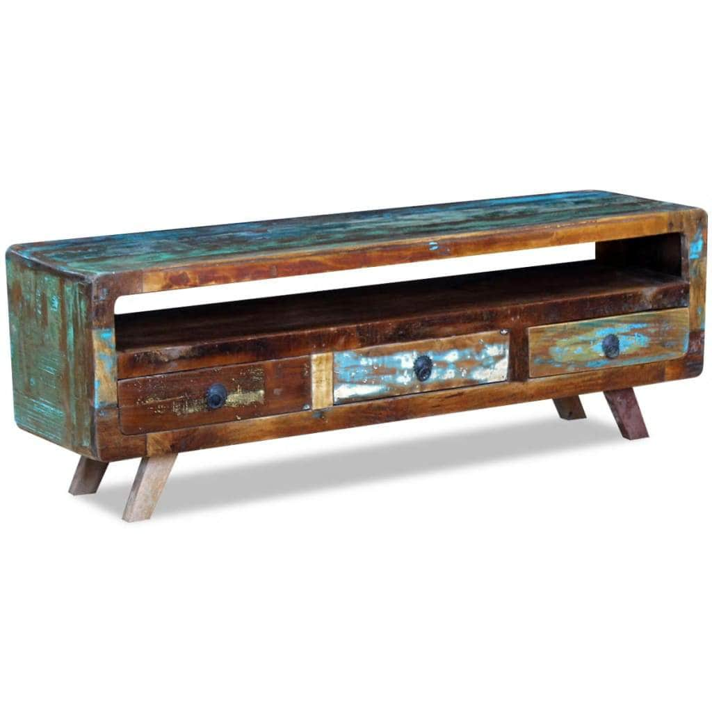 Tv Cabinet With 3 Drawers Solid Reclaimed Wood