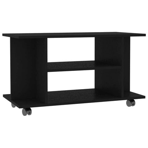 TV Cabinet with Castors Black Chipboard