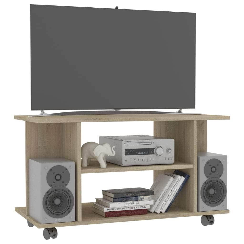 TV Cabinet with Castors  Sonoma Oak Chipboard